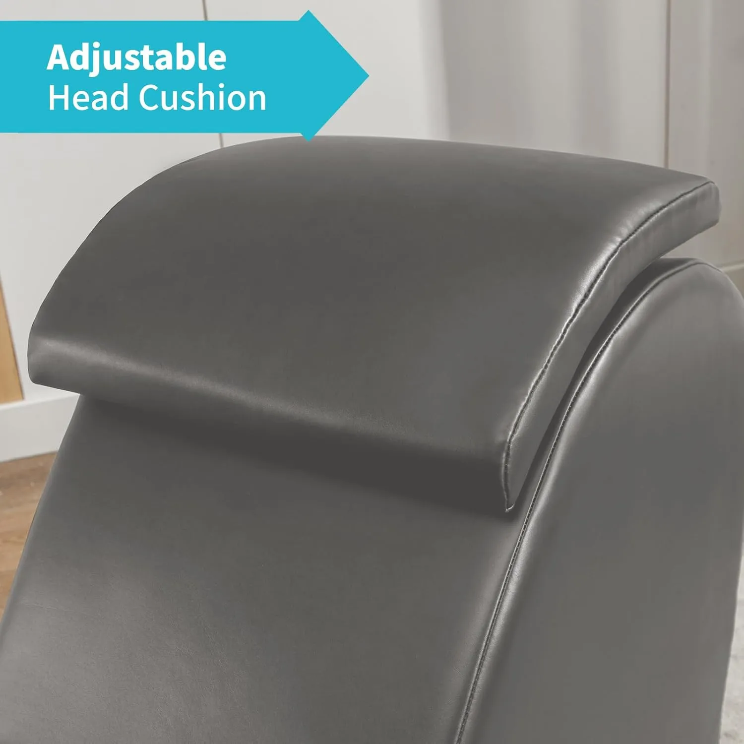 CECER Curved Chaise Lounge Chair for Yoga,Modern Faux Leather Yoga Chair for Stretching, Relaxing, Exercising, Chaise Lounge Indoor for Indoor Living Room,Bedroom（Silver-Grey）