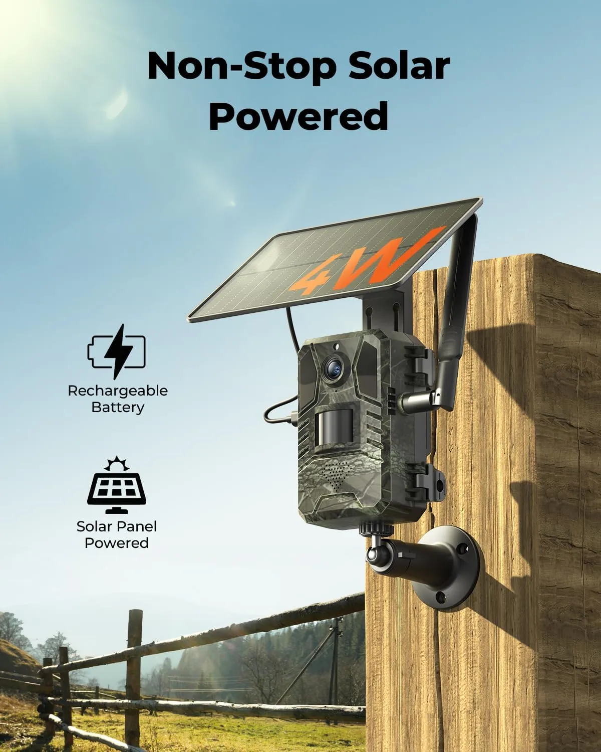 Cellular Trail Camera 2 Packs, Game Camera Built-in SIM Card 4G LTE with Night Vision Motion Activated Waterproof 2K Live View 0.2s Speed Trail Cam with Solar Panel