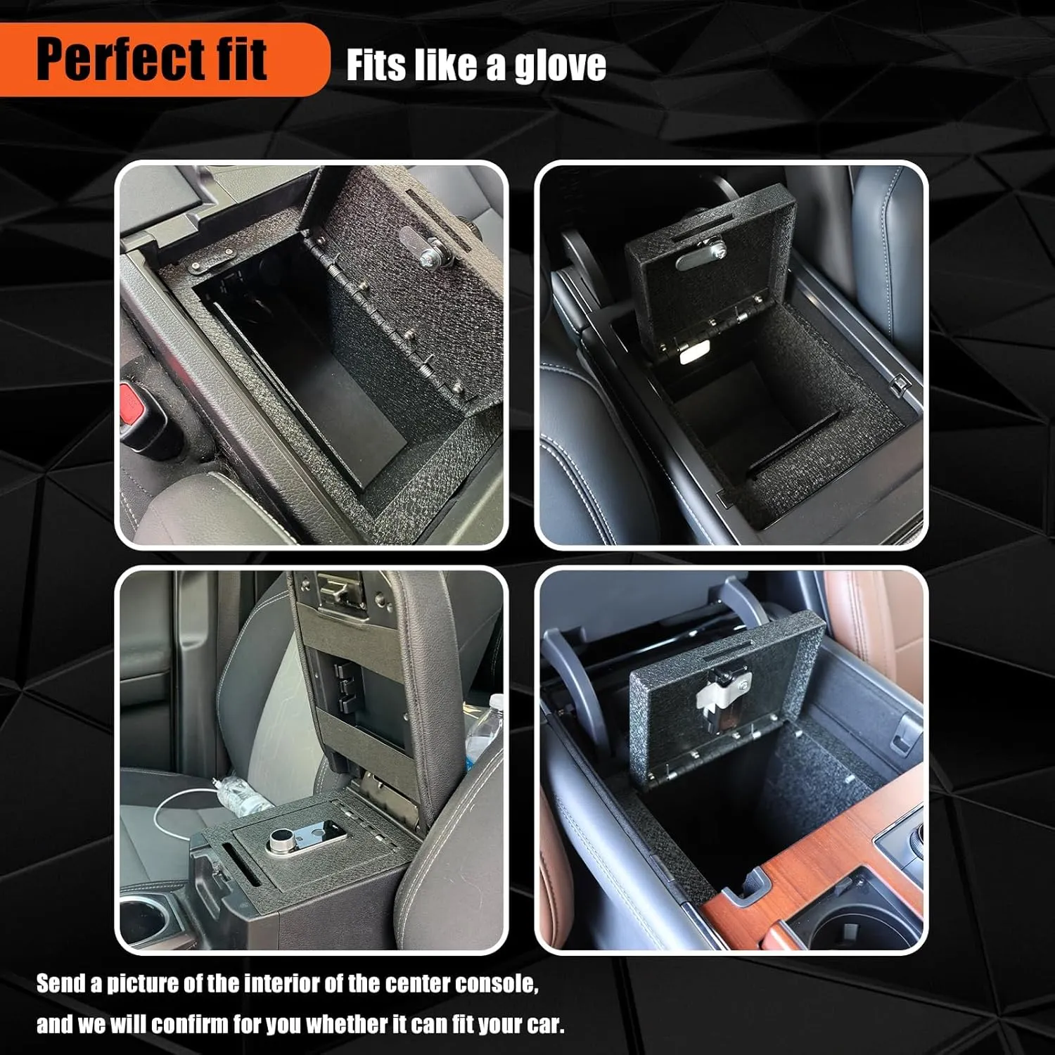 Center Console Gun Safe - Console Gun Vault Compatible with Ford Maverick 2022-2025, High Security Armrest Lock Box with Fingerprint Lock with Key