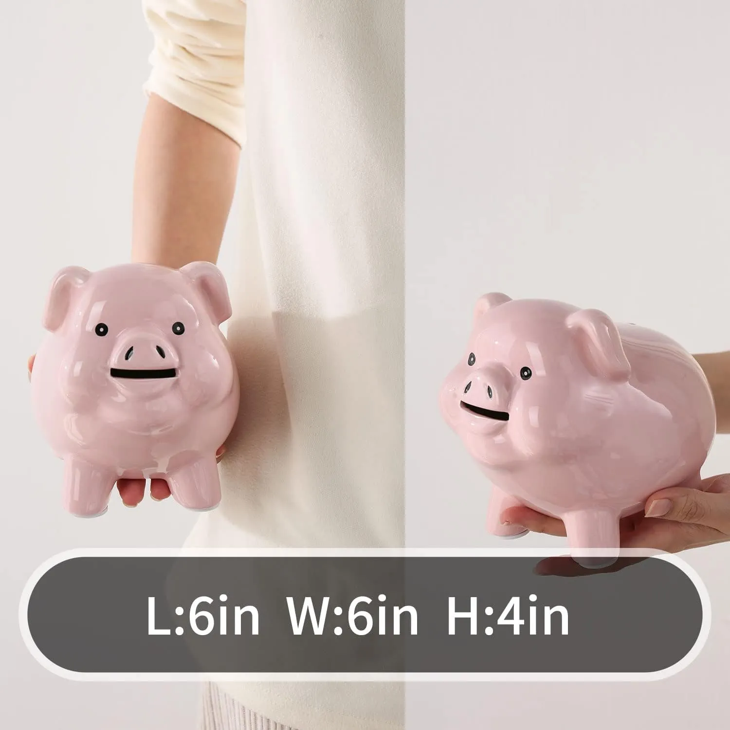 Ceramic Pig Piggy Bank for Adults Must Break to Open,Girls Coin Bank for Boys,Money Box for Cash Gift,Tip Money Jar,Alcancias De Dinero Para Adultos Niños,Cash Saving,Modern Home Decor Living Room