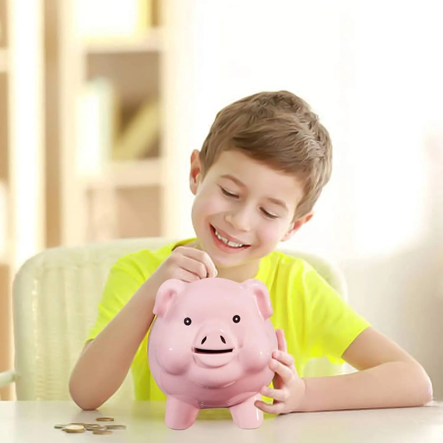 Ceramic Pig Piggy Bank for Adults Must Break to Open,Girls Coin Bank for Boys,Money Box for Cash Gift,Tip Money Jar,Alcancias De Dinero Para Adultos Niños,Cash Saving,Modern Home Decor Living Room