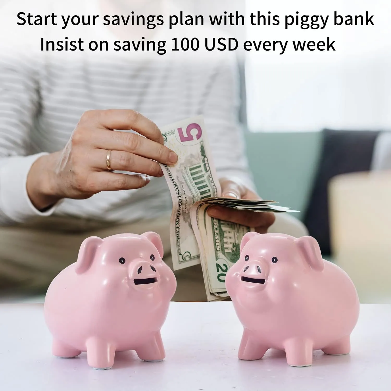 Ceramic Pig Piggy Bank for Adults Must Break to Open,Girls Coin Bank for Boys,Money Box for Cash Gift,Tip Money Jar,Alcancias De Dinero Para Adultos Niños,Cash Saving,Modern Home Decor Living Room