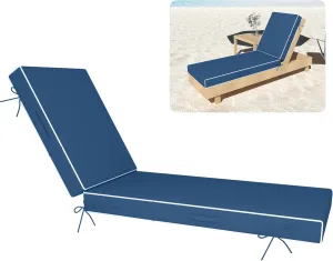 Chaise Lounge Cushions Outdoor Furniture 80 x 26 Inch Patio Lounge Chair Cushions 4'' Thick Waterproof Outdoor Chaise Cushion Weather Resistant Pool Lounger Cushion(Dark Blue)