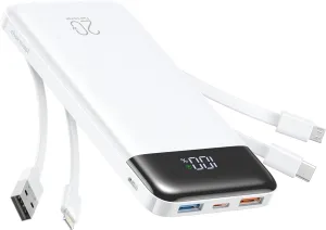 Charmast 20000mAh Portable Charger with 4 Built-in Cables & 6 Outputs, 20W Power Bank Fast Charging - USB C External Battery Pack for iPhone 16 15 14, Android, iPad, Tablet & More (Travel Essential)
