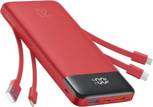 Charmast 20000mAh Portable Charger with 4 Built-in Cables & 6 Outputs, 20W Power Bank Fast Charging - USB C External Battery Pack for iPhone 16 15 14, Android, iPad, Tablet & More (Travel Essential)