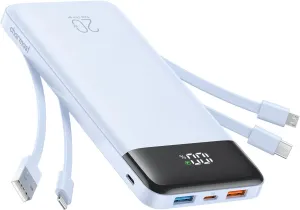Charmast 20000mAh Portable Charger with 4 Built-in Cables & 6 Outputs, 20W Power Bank Fast Charging - USB C External Battery Pack for iPhone 16 15 14, Android, iPad, Tablet & More (Travel Essential)