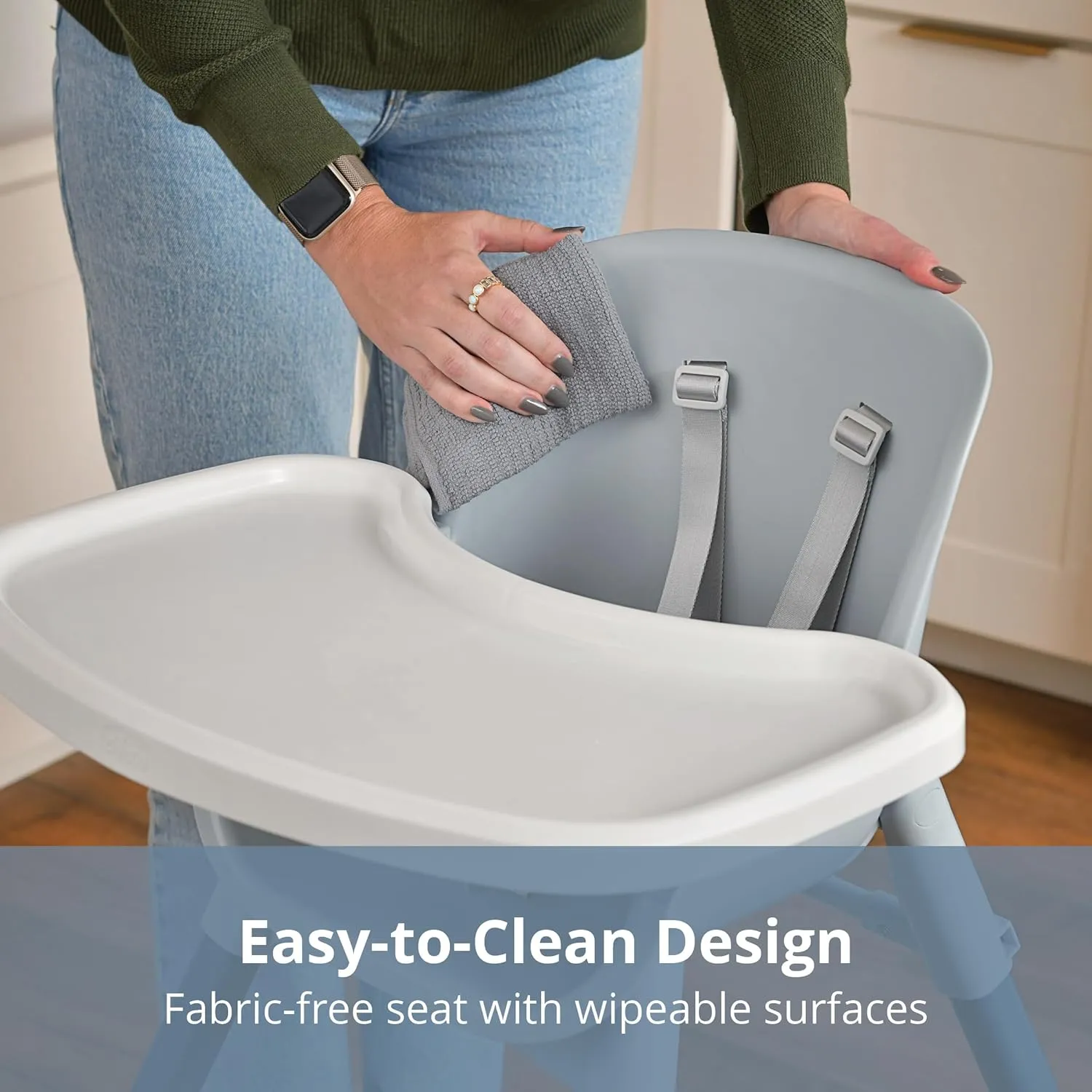 Chicco Zest 4-in-1 Folding High Chair and Youth Stool, Multi-Use Easy Clean | Seasalt/Grey
