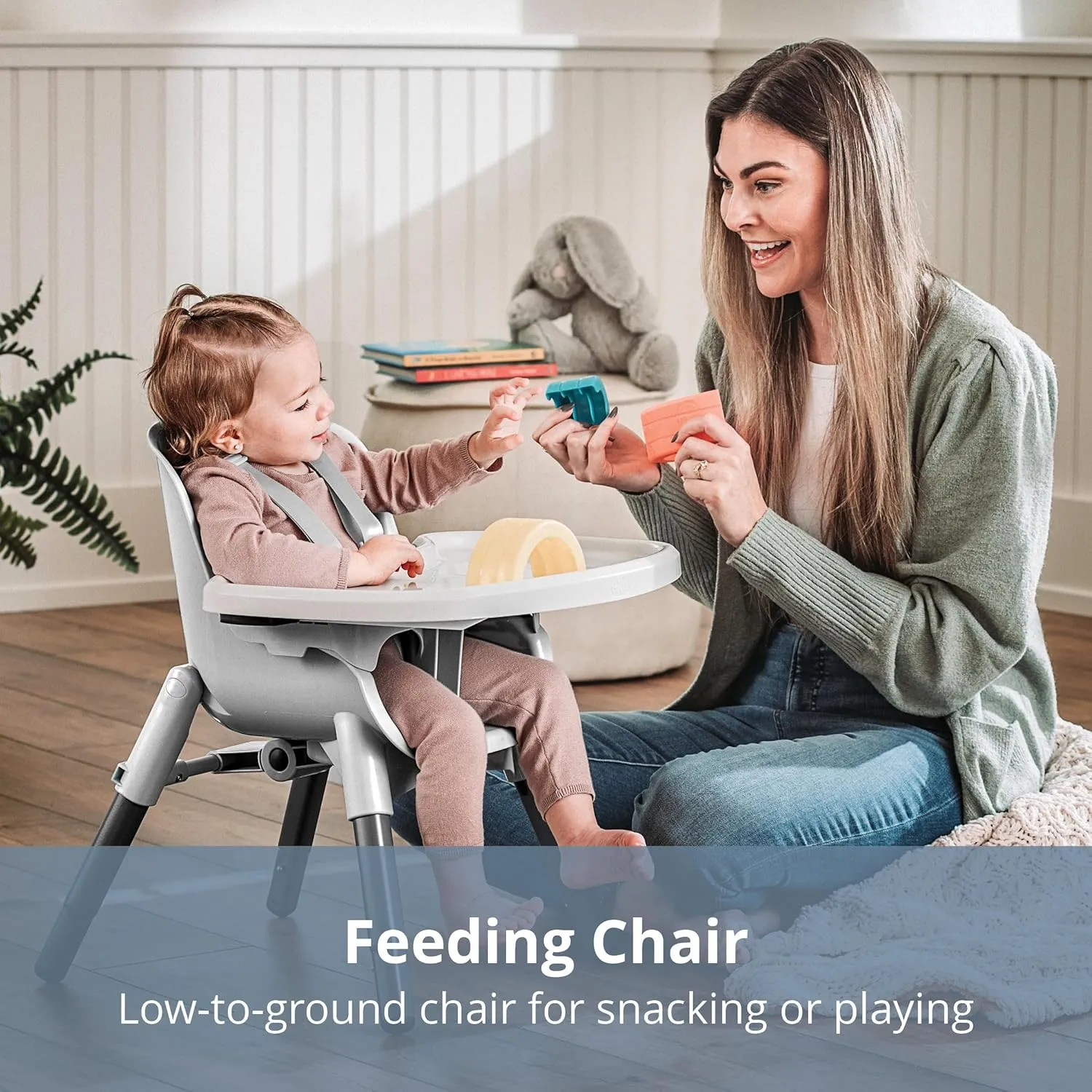 Chicco Zest 4-in-1 Folding High Chair and Youth Stool, Multi-Use Easy Clean | Seasalt/Grey