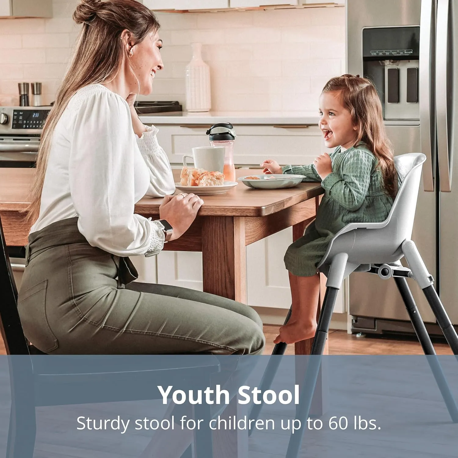 Chicco Zest 4-in-1 Folding High Chair and Youth Stool, Multi-Use Easy Clean | Seasalt/Grey