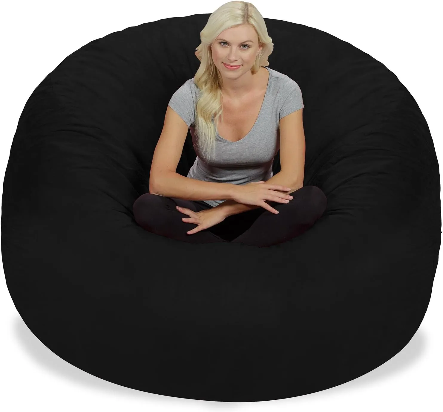 Chill Sack Bean Bag Chair: Giant 6' Memory Foam Furniture Bean Bag - Big Sofa with Soft Micro Fiber Cover, Black