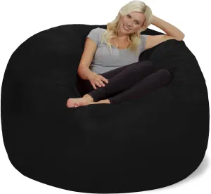Chill Sack Bean Bag Chair: Giant 6' Memory Foam Furniture Bean Bag - Big Sofa with Soft Micro Fiber Cover, Black