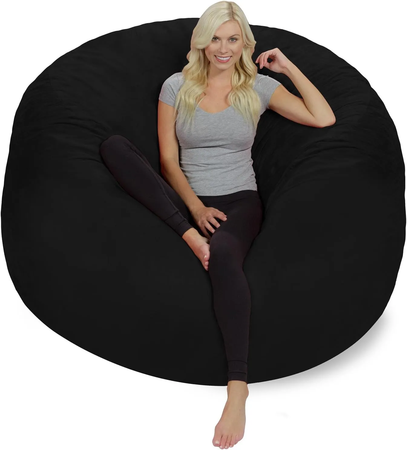 Chill Sack Bean Bag Chair: Giant 6' Memory Foam Furniture Bean Bag - Big Sofa with Soft Micro Fiber Cover, Black