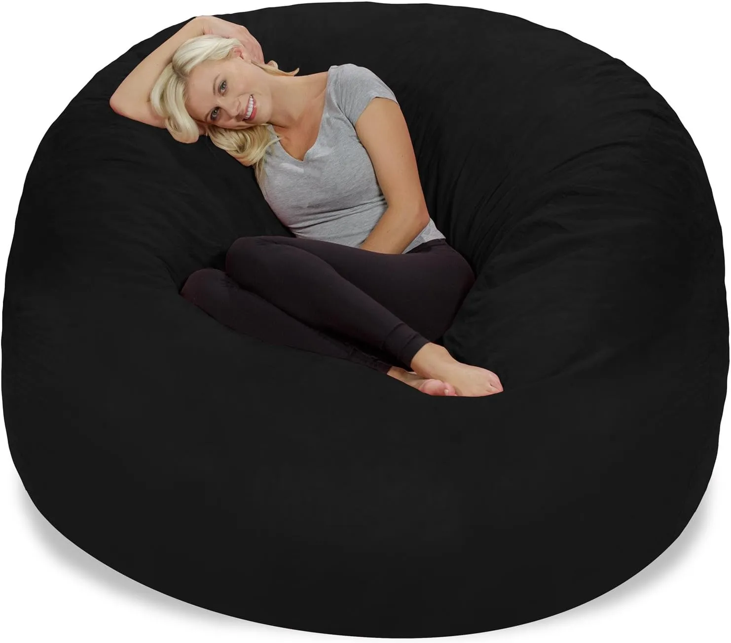 Chill Sack Bean Bag Chair: Giant 6' Memory Foam Furniture Bean Bag - Big Sofa with Soft Micro Fiber Cover, Black