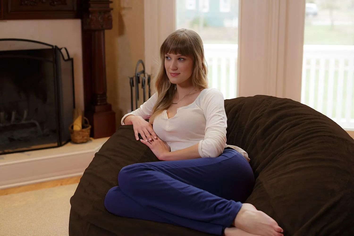 Chill Sack Bean Bag Chair: Giant 6' Memory Foam Furniture Bean Bag - Big Sofa with Soft Micro Fiber Cover, Brown Furry