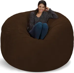 Chill Sack Bean Bag Chair: Giant 6' Memory Foam Furniture Bean Bag - Big Sofa with Soft Micro Fiber Cover, Brown Furry