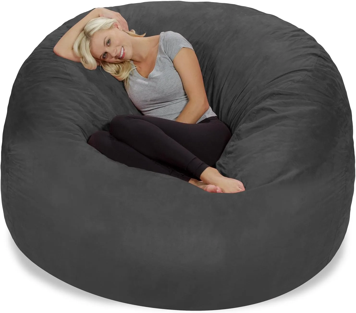 Chill Sack Bean Bag Chair: Giant 6' Memory Foam Furniture Bean Bag - Big Sofa with Soft Micro Fiber Cover, Charcoal