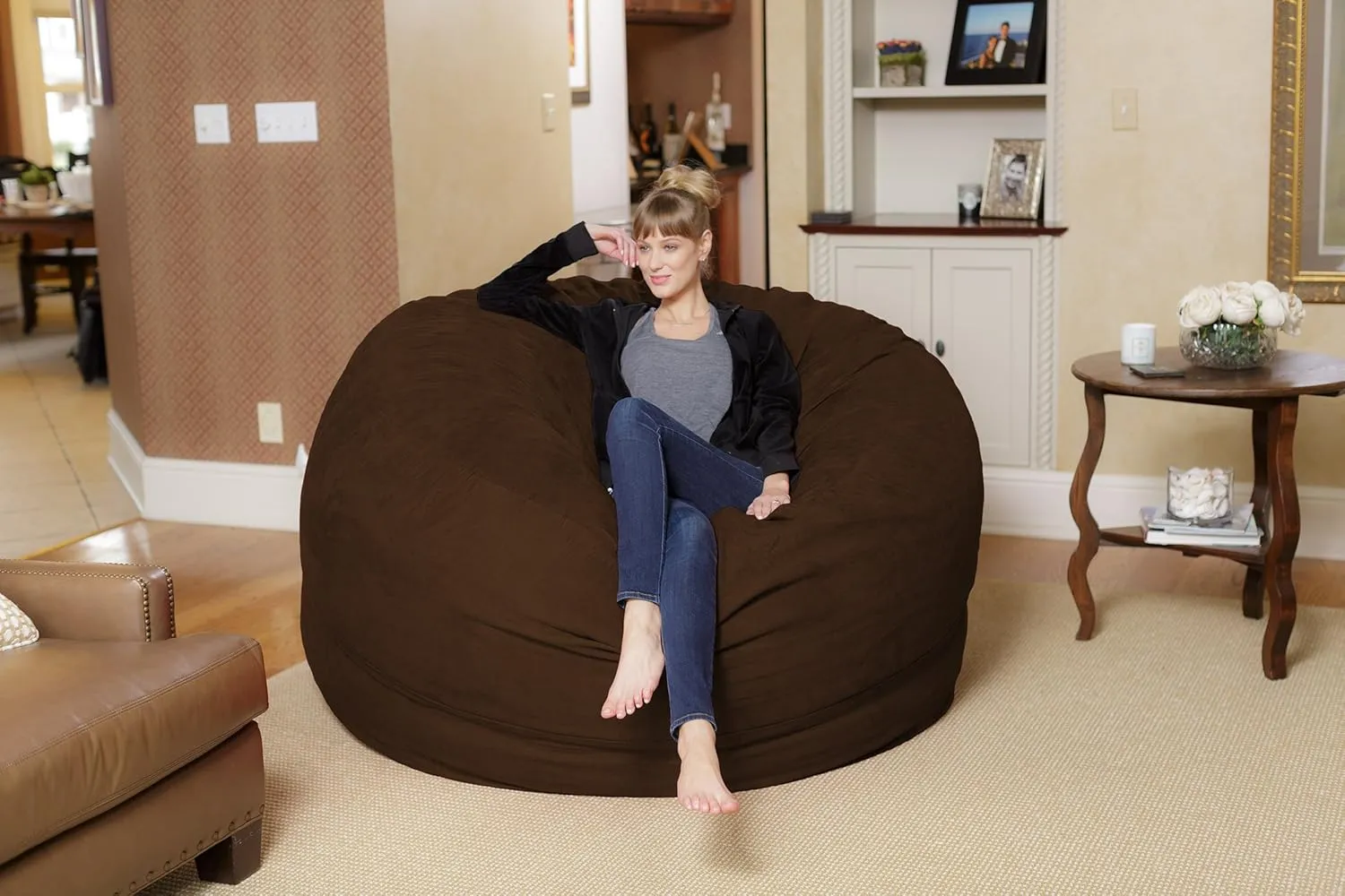 Chill Sack Bean Bag Chair: Giant 6' Memory Foam Furniture Bean Bag - Big Sofa with Soft Micro Fiber Cover, Chocolate