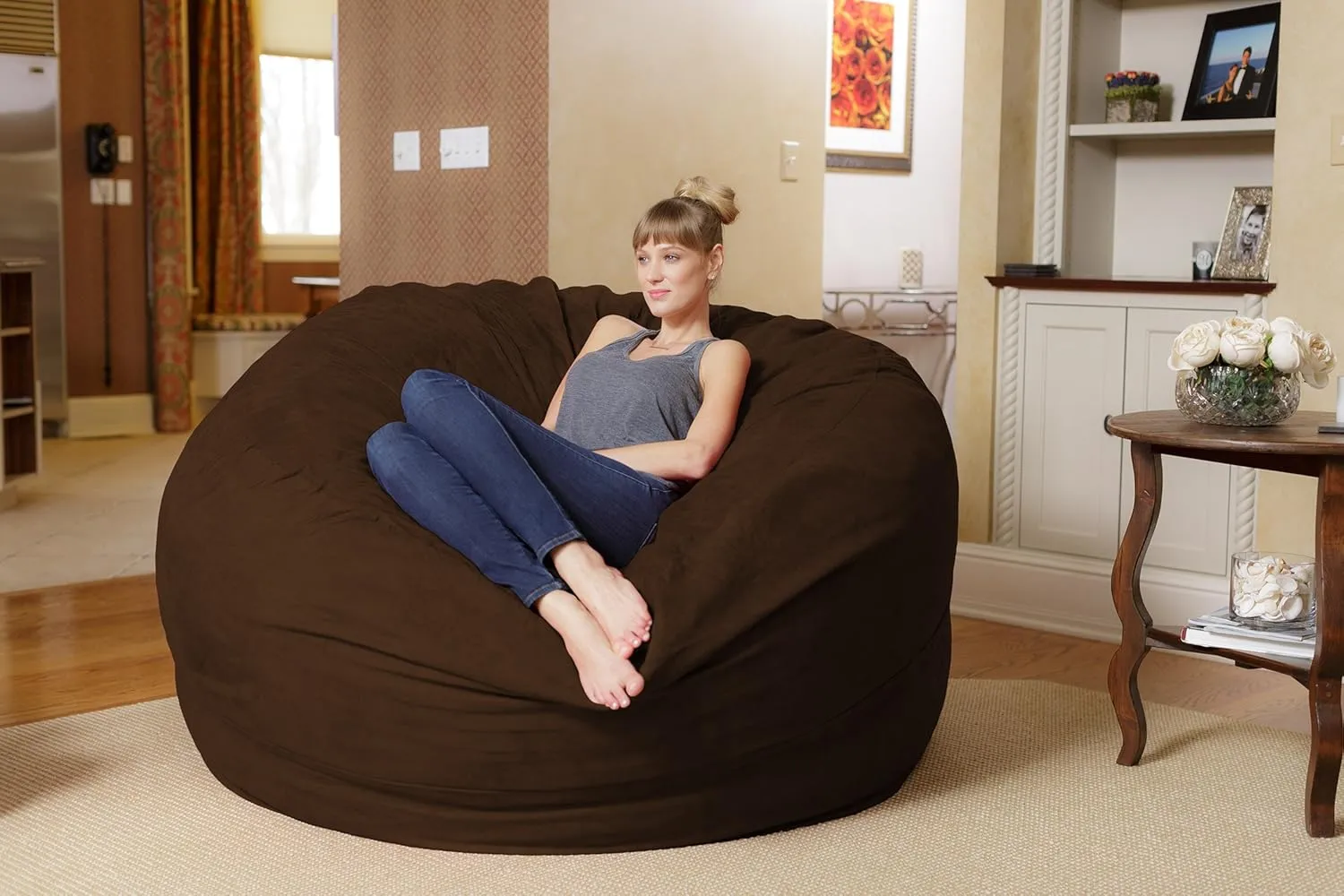 Chill Sack Bean Bag Chair: Giant 6' Memory Foam Furniture Bean Bag - Big Sofa with Soft Micro Fiber Cover, Chocolate