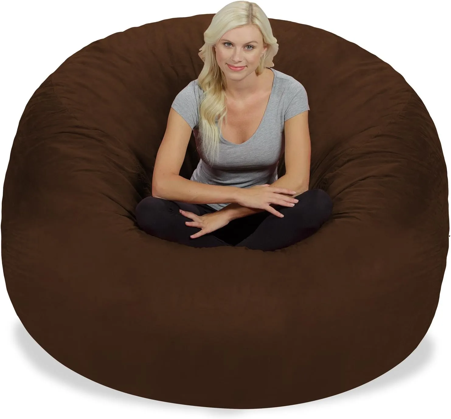Chill Sack Bean Bag Chair: Giant 6' Memory Foam Furniture Bean Bag - Big Sofa with Soft Micro Fiber Cover, Chocolate