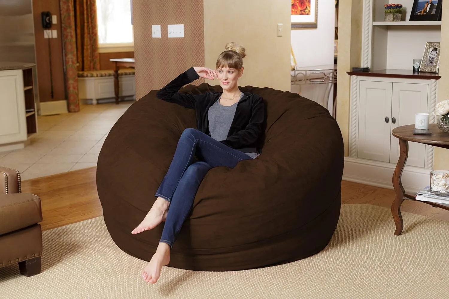 Chill Sack Bean Bag Chair: Giant 6' Memory Foam Furniture Bean Bag - Big Sofa with Soft Micro Fiber Cover, Chocolate