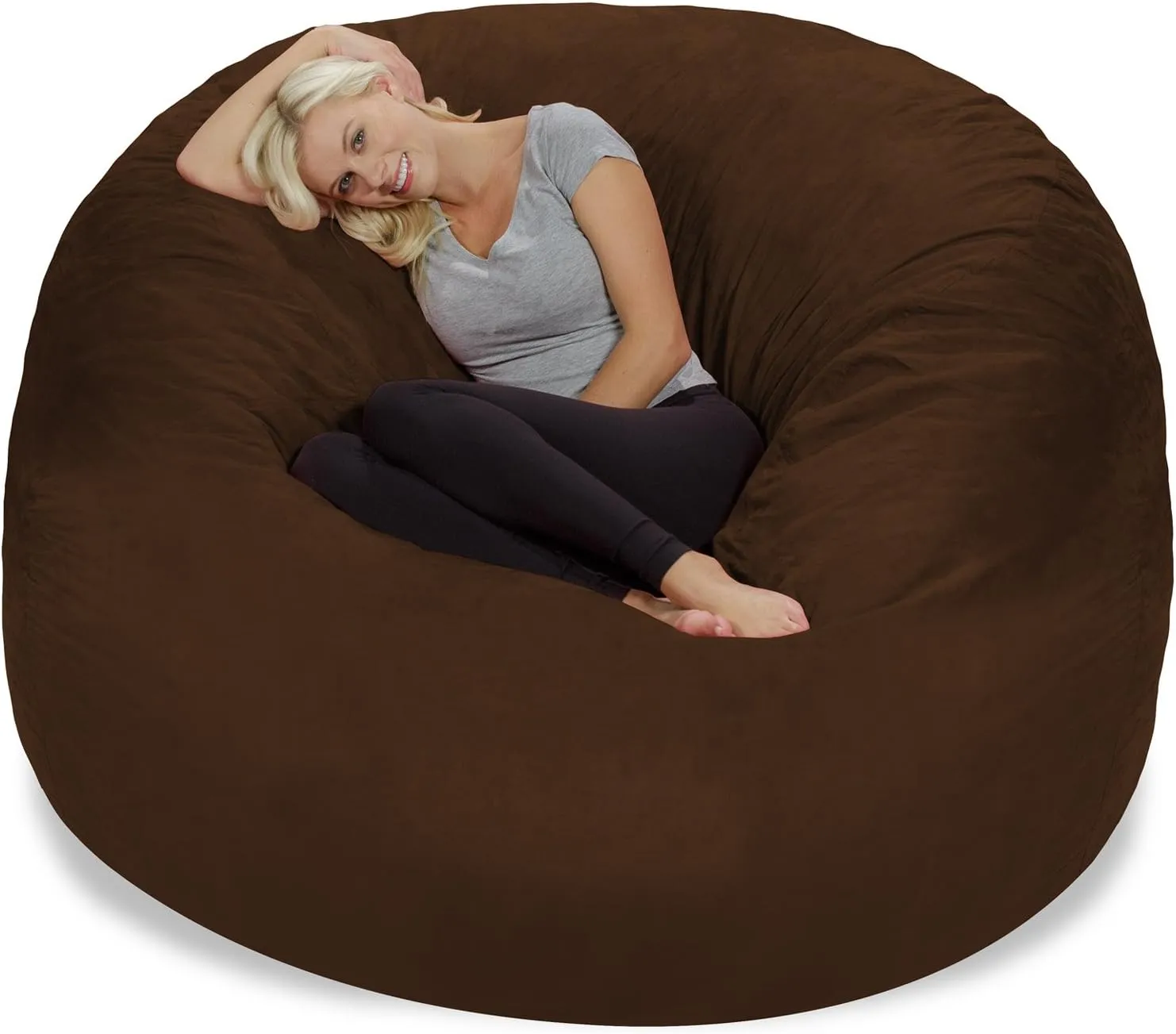 Chill Sack Bean Bag Chair: Giant 6' Memory Foam Furniture Bean Bag - Big Sofa with Soft Micro Fiber Cover, Chocolate