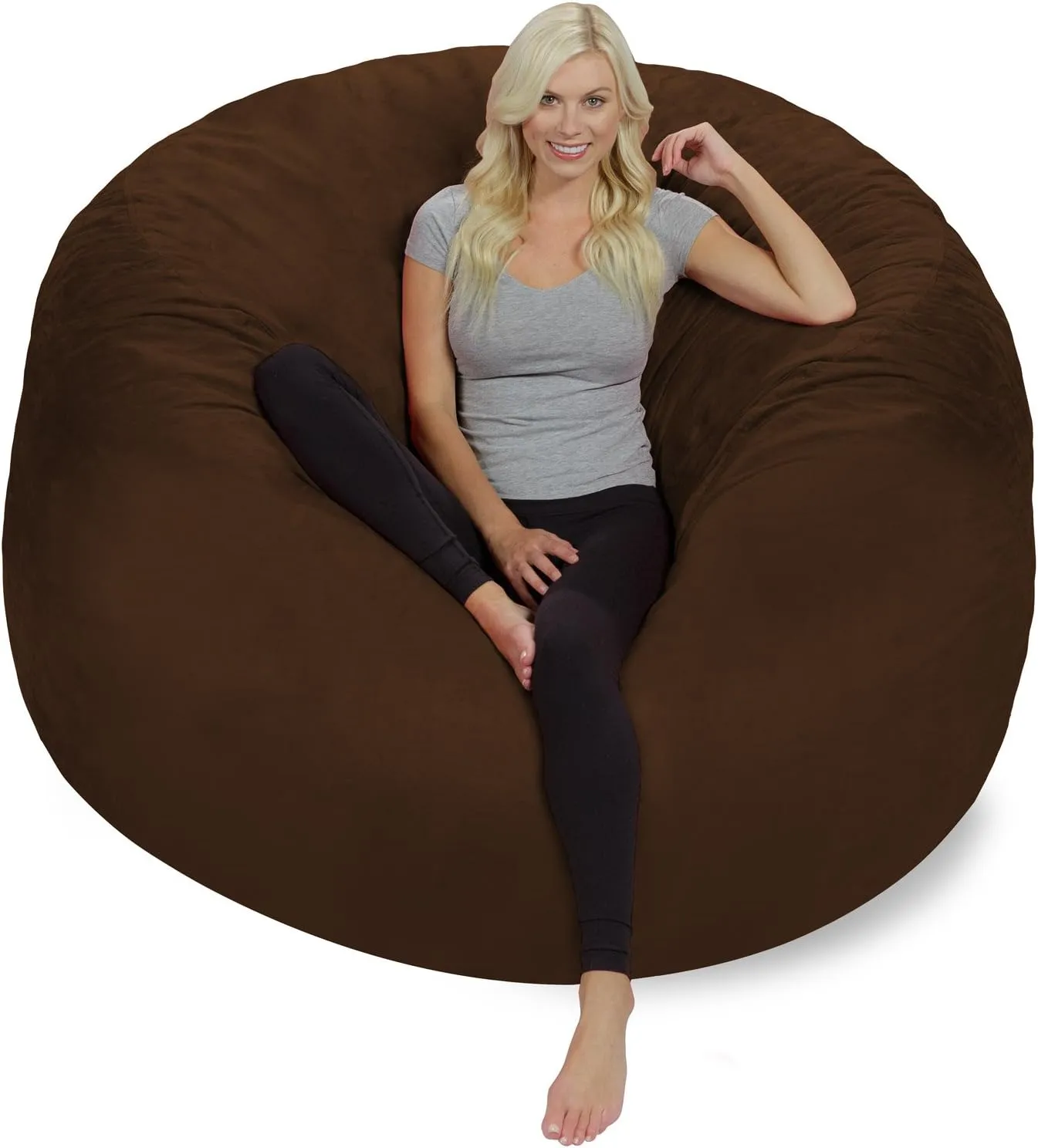 Chill Sack Bean Bag Chair: Giant 6' Memory Foam Furniture Bean Bag - Big Sofa with Soft Micro Fiber Cover, Chocolate