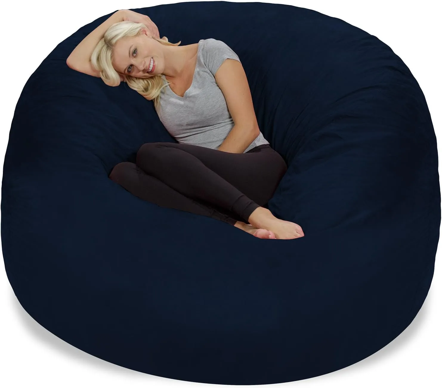 Chill Sack Bean Bag Chair: Giant 6' Memory Foam Furniture Bean Bag - Big Sofa with Soft Micro Fiber Cover, Navy