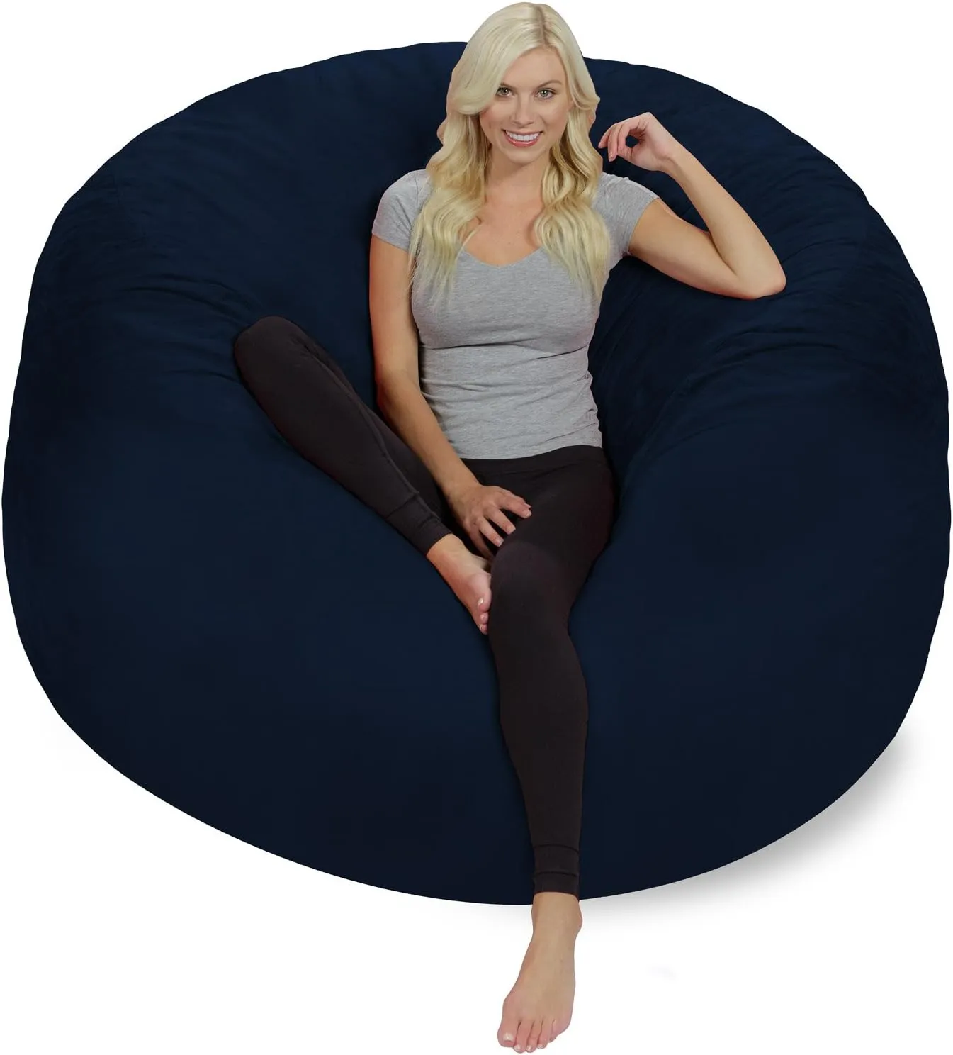 Chill Sack Bean Bag Chair: Giant 6' Memory Foam Furniture Bean Bag - Big Sofa with Soft Micro Fiber Cover, Navy