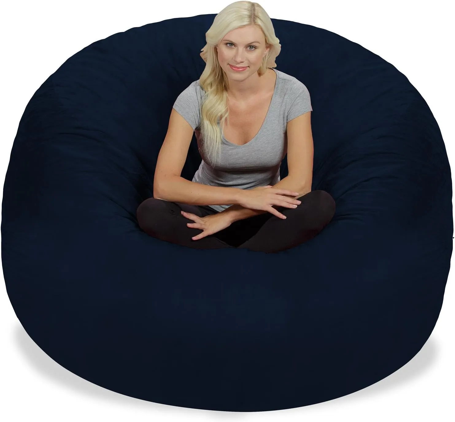 Chill Sack Bean Bag Chair: Giant 6' Memory Foam Furniture Bean Bag - Big Sofa with Soft Micro Fiber Cover, Navy