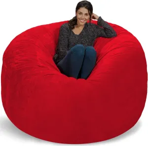 Chill Sack Bean Bag Chair: Giant 6' Memory Foam Furniture Bean Bag - Big Sofa with Soft Micro Fiber Cover, Red Furry