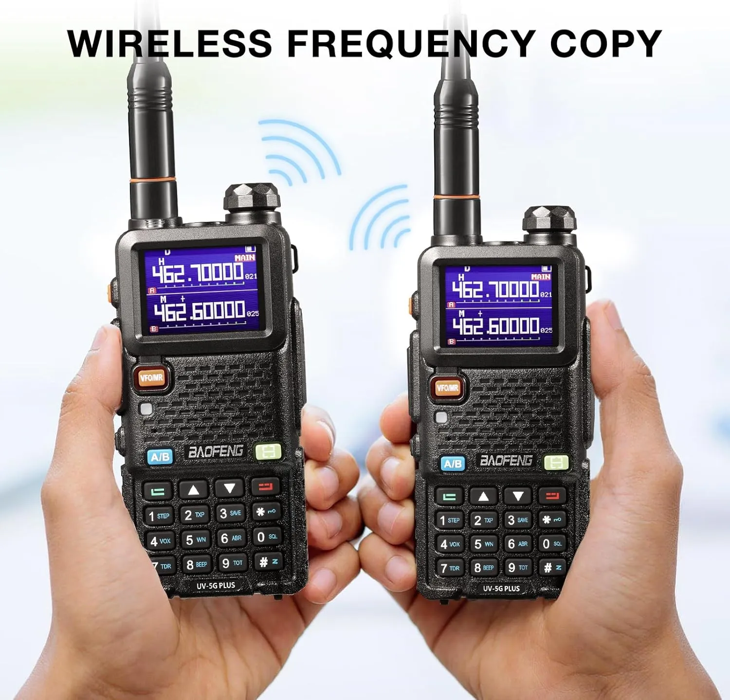 [Chirp Compatible] BAOFENG UV-5G Plus GMRS Handheld Radio, 999 Channels, 5W Long Range Rechargeable Two Way Radio with NOAA Weather Receiving, 2500mAh Battery USB-C Port, 8" & 15.5" Antennas, 2 Pack