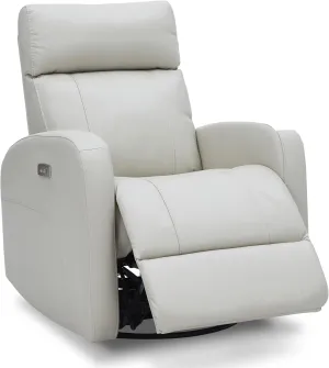 CHITA Genuine Leather Power Swivel Glider Recliner Chair for Adults, FSC Certified Electric Nursery Rocker Recliner Chair for Living Room, Light Grey