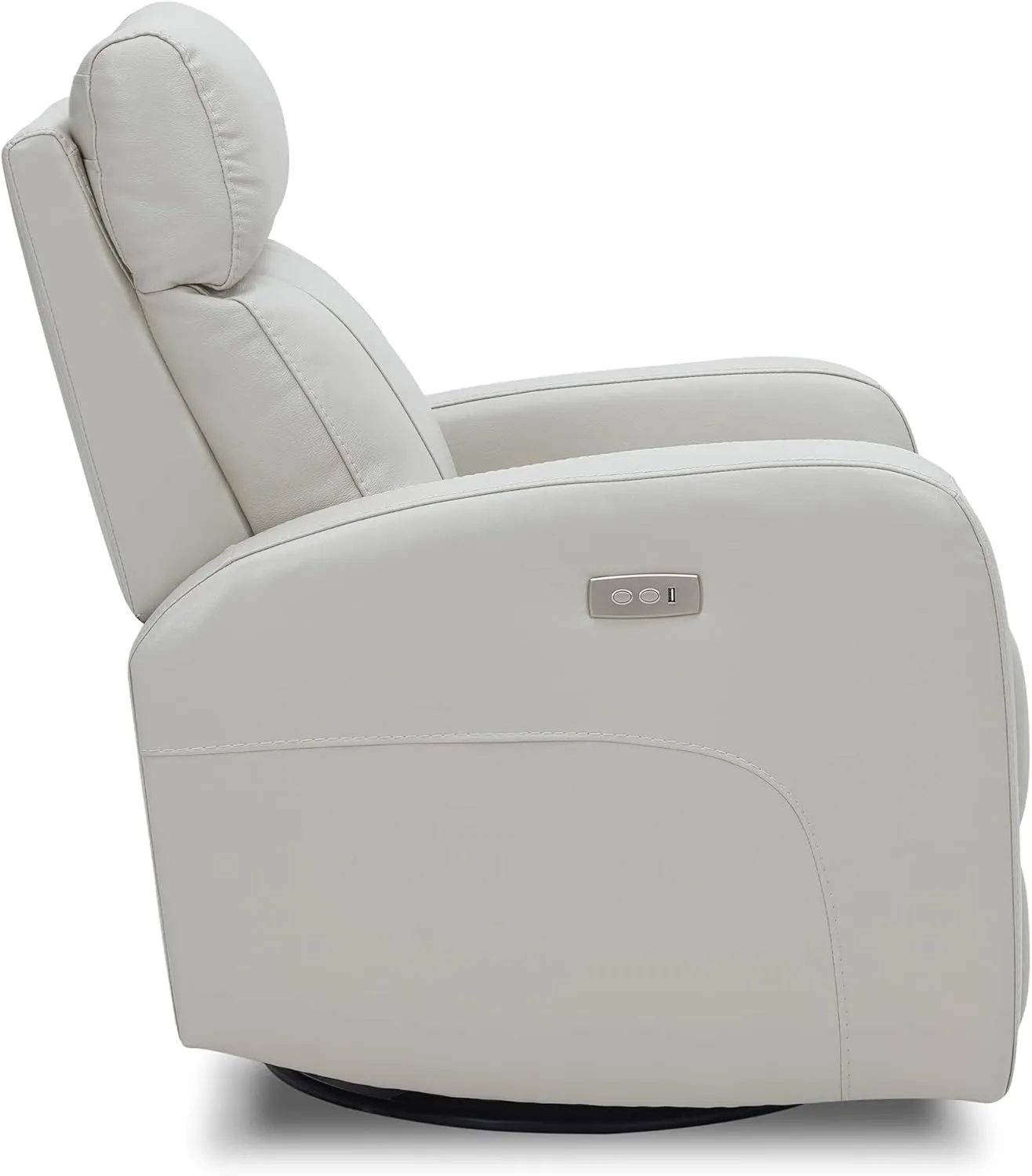 CHITA Genuine Leather Power Swivel Glider Recliner Chair for Adults, FSC Certified Electric Nursery Rocker Recliner Chair for Living Room, Light Grey