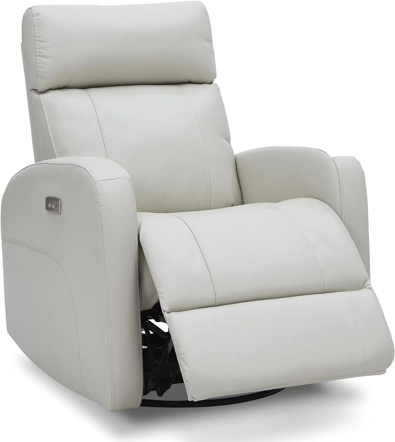 CHITA Genuine Leather Power Swivel Glider Recliner Chair for Adults, FSC Certified Electric Nursery Rocker Recliner Chair for Living Room, Light Grey