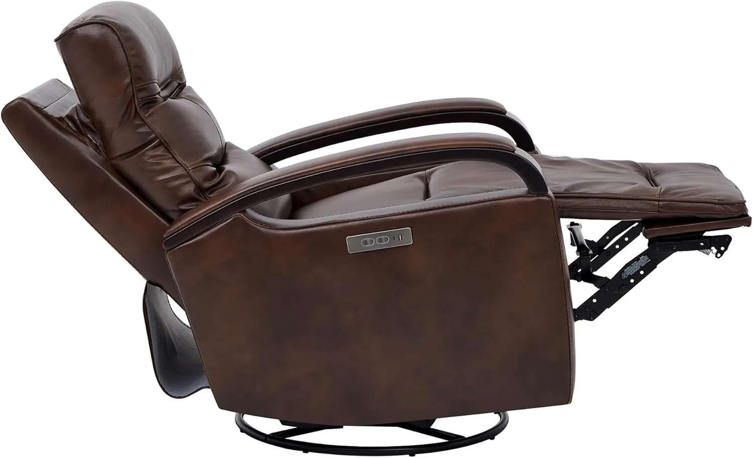 CHITA Genuine Leather Power Swivel Glider Rocker Recliner, FSC Certified Mid Century Modern Recliner Chair for Adults, Adjustable Power Headrest, for Nursery and Living Room, Cognac Brown