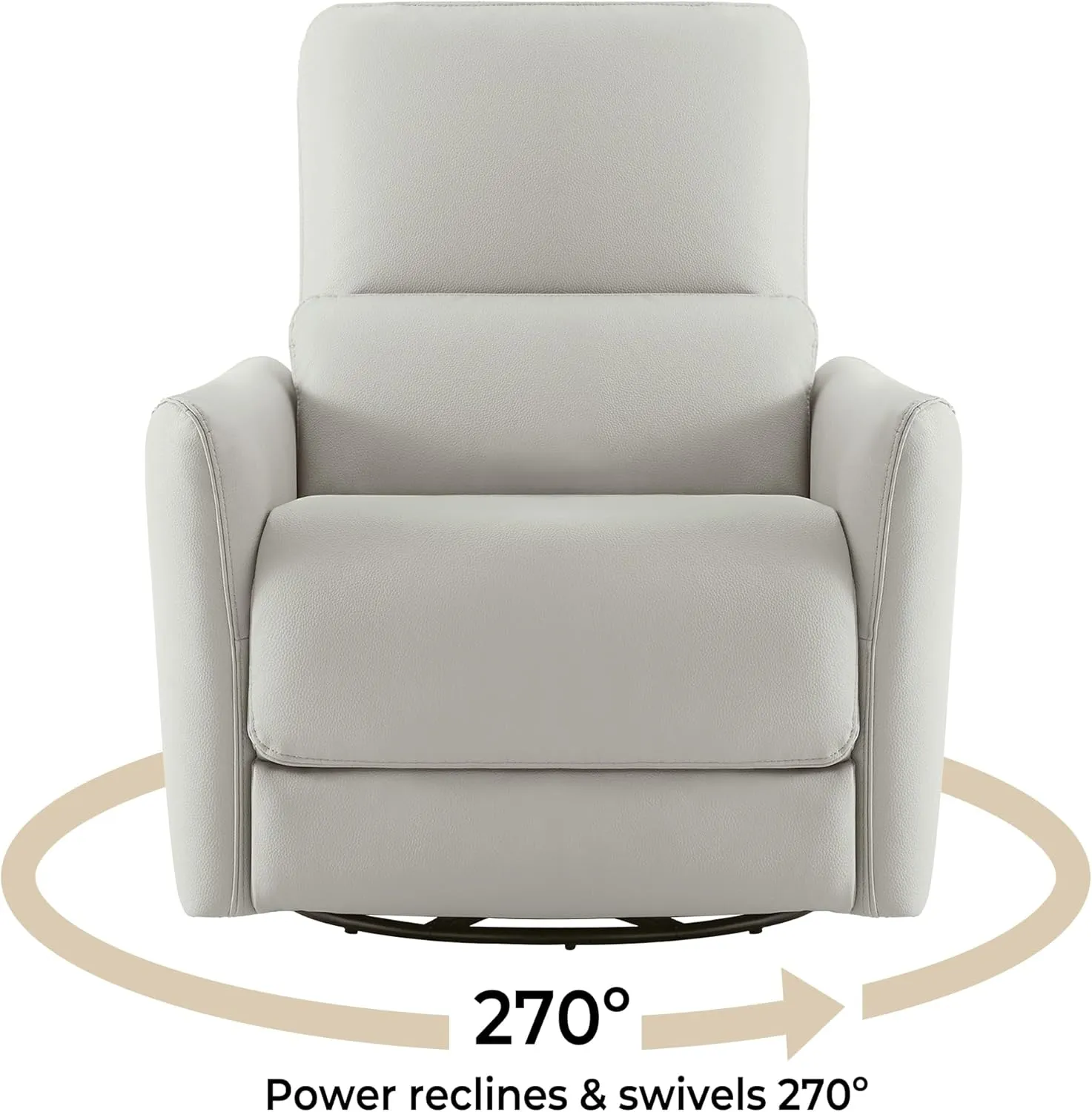 CHITA Power Recliner Chair Swivel Glider, FSC Certified Upholstered Faux Leather Living Room Nursery Reclining Sofa Chair with Lumbar Support, Cream