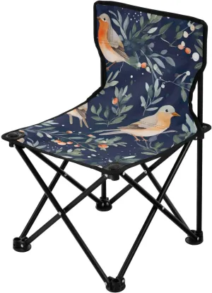 Christmas Bird Holly Resin Folding Portable Camping Chairs for Women and Men Lightweight Travel Chairs Ergonomically Designed Camping Essentials for Cooking Picnic Camp