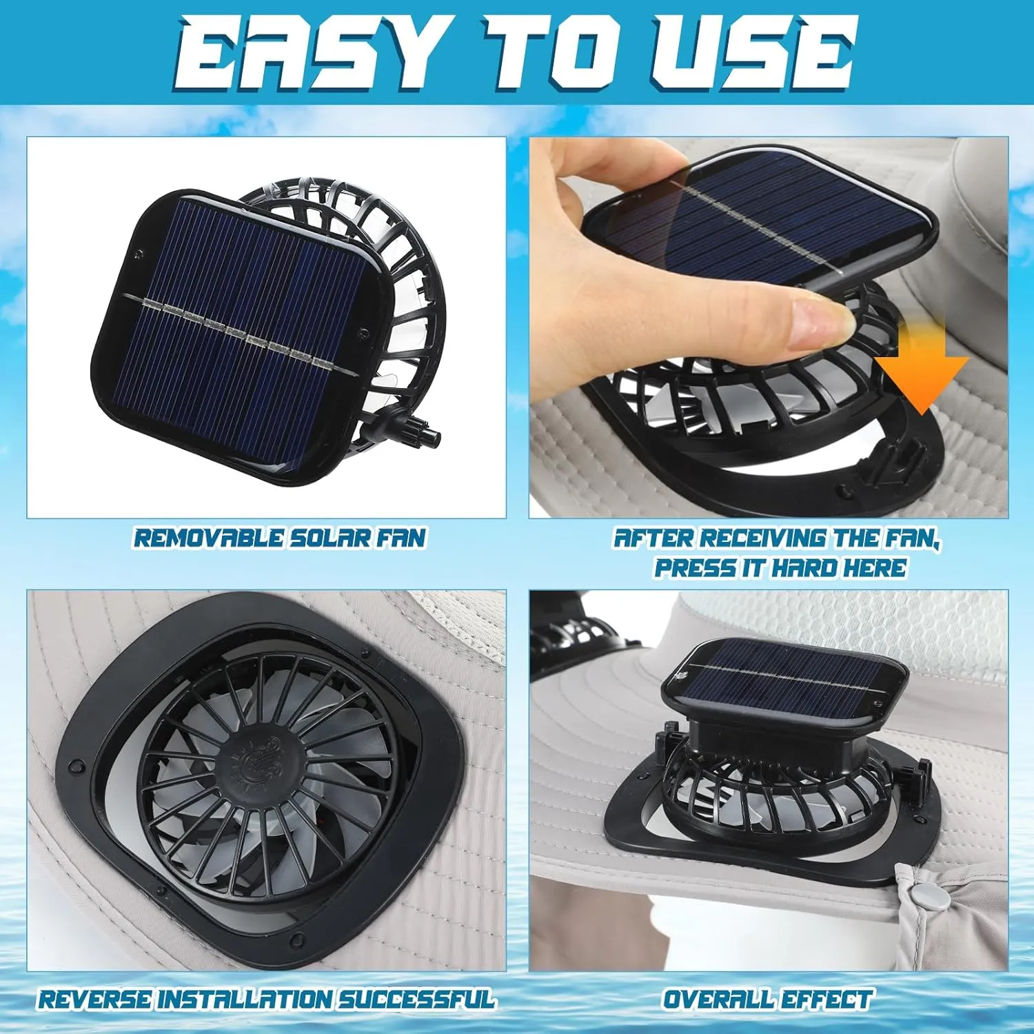 Chuarry Wide Brim Sun Hat with 2 Fan Outdoor Solar Powered USB Charging Fishing Hat with Neck Flap for Men Women