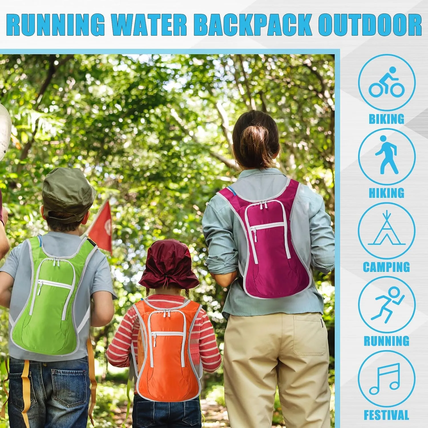 Chunful Hydration Backpack with 2L Water Bladder, Lightweight Hydration Pack Hiking Cycling Biking Climbing Water Backpack for Men Women