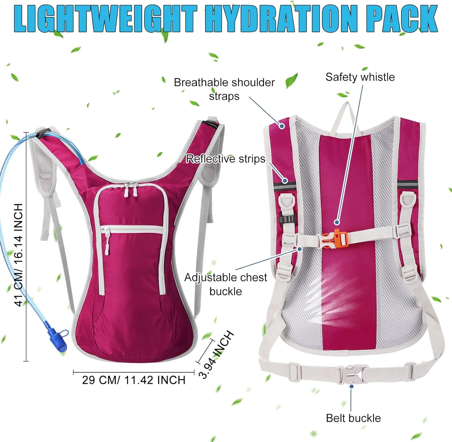 Chunful Hydration Backpack with 2L Water Bladder, Lightweight Hydration Pack Hiking Cycling Biking Climbing Water Backpack for Men Women