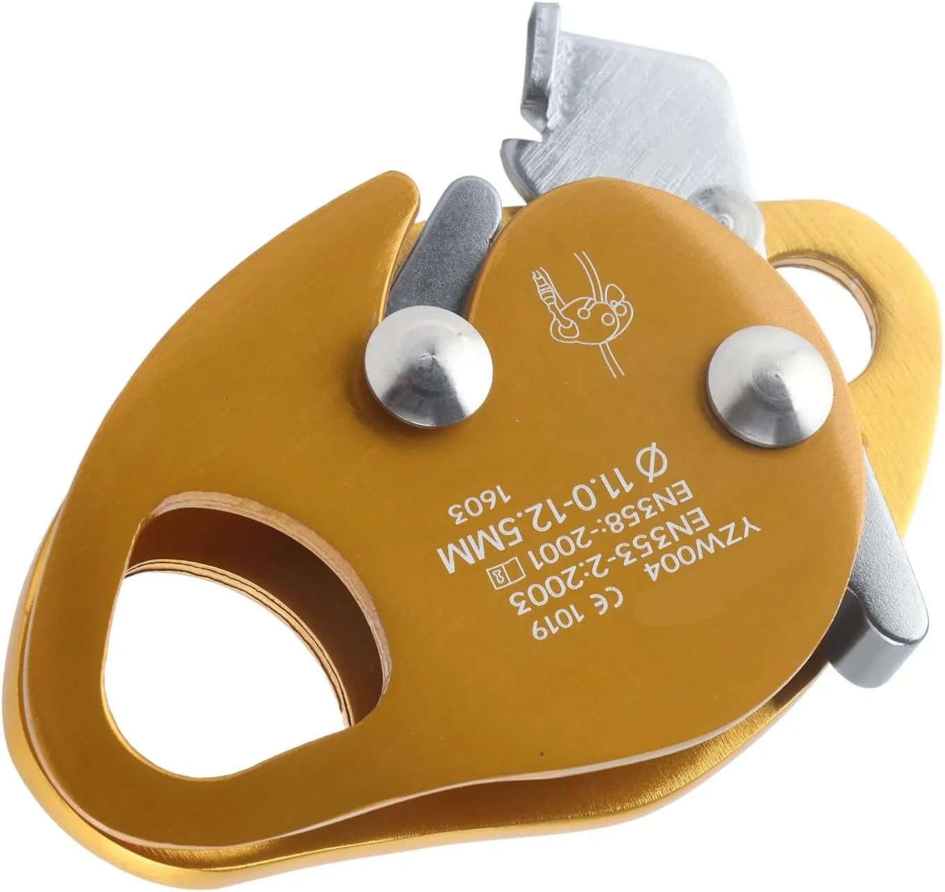 Climbing Descender, Advanced Self Braking Stop Descender for 11-12.5mm Rope, Safety Grab Rappel Ring Climbing Gear