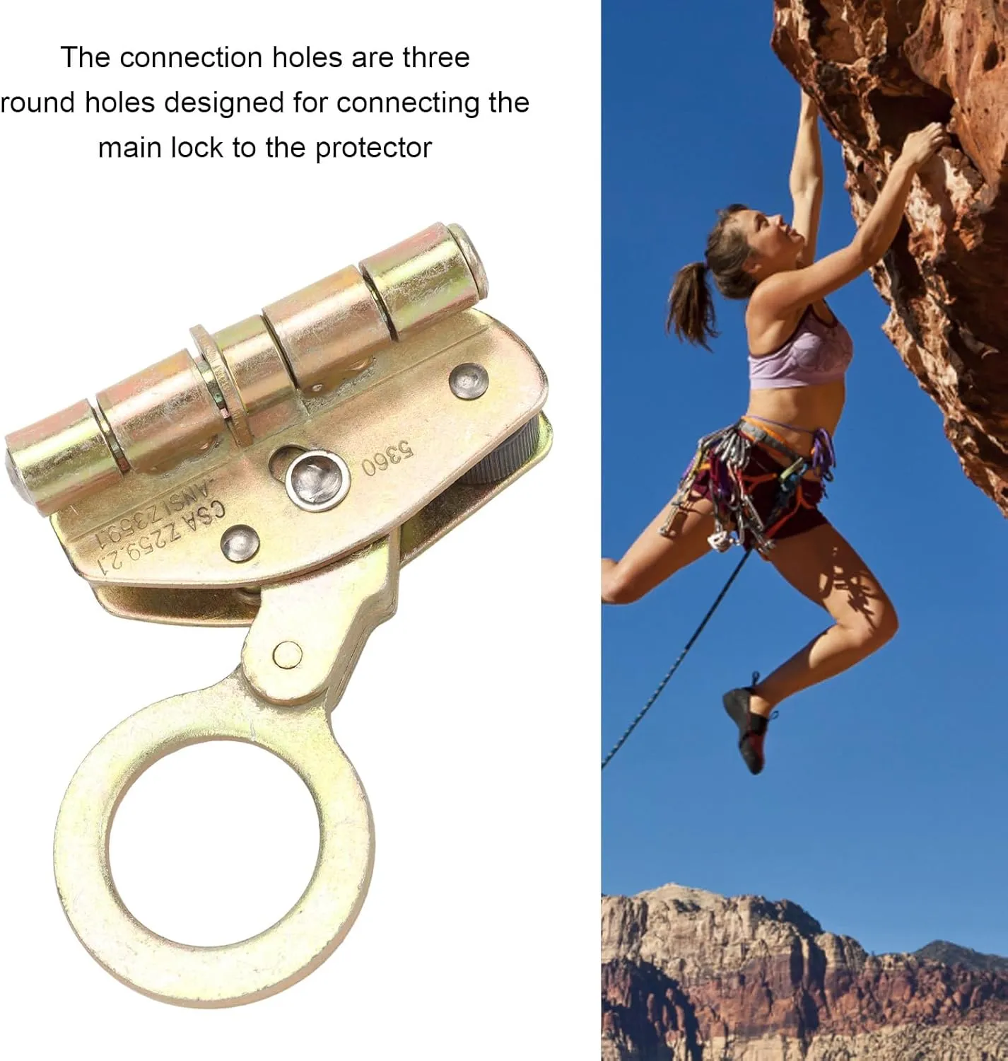 Climbing Rope Self Locking, Safety Rope Self Locking Grab Sturdy Round Hole Easy Adsorption Self Locking Equipment Tool for Industrial Equipment