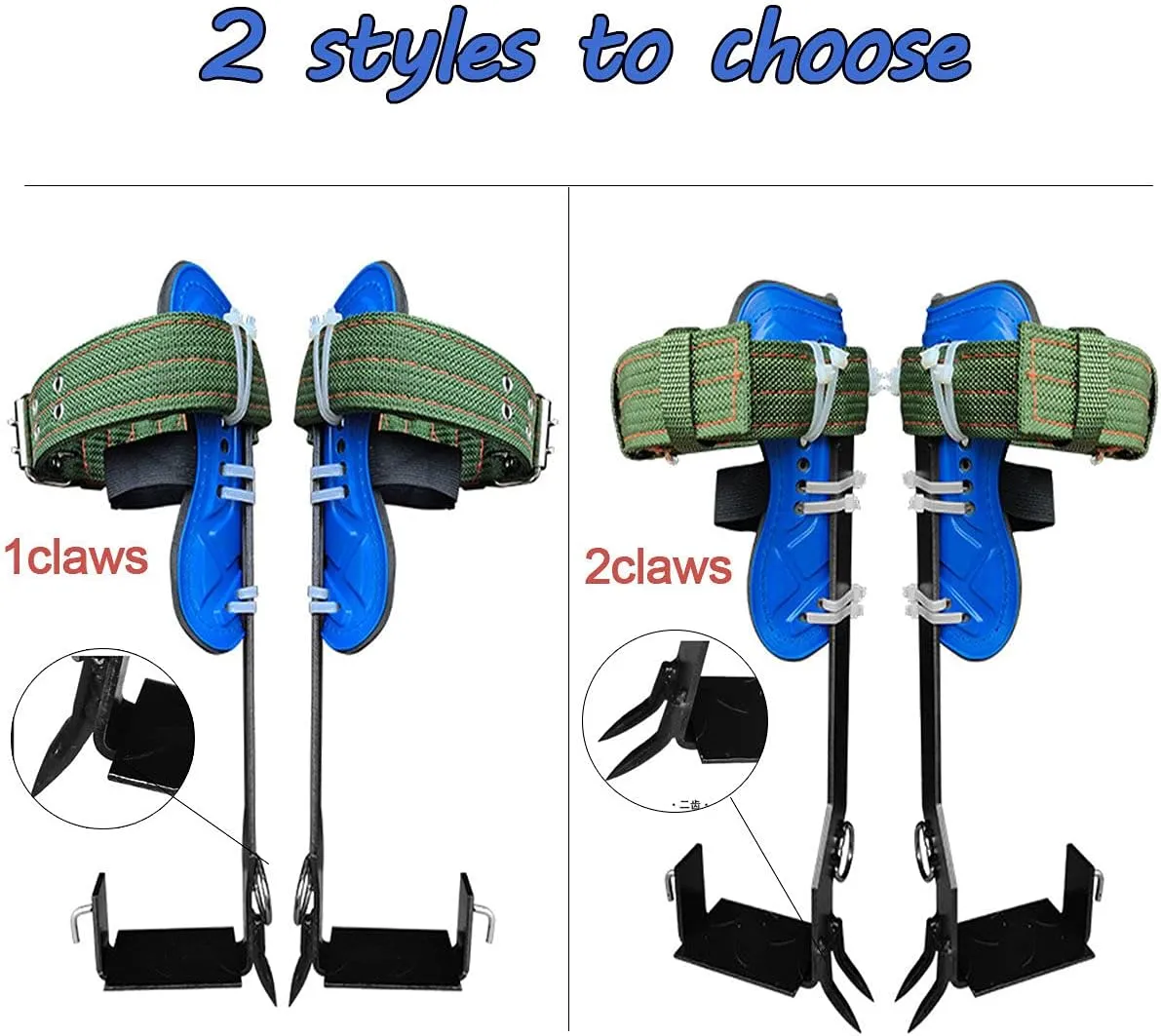 Climbing Tree Spikes Stainless with Safety Harness Belt for Rock Climbing, Hunting Observation, Picking Fruit, Indoor Climbing and Outdoor Sports,2claws