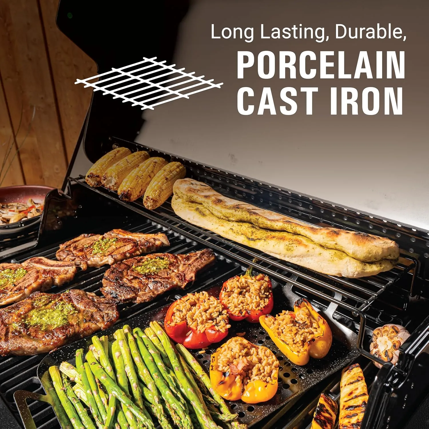 Coleman Cookout 4-Burner Propane Grill, 36,000 BTU Gas Grill with Side Burner, 2-Wheel Cart, 637-Sq. In. Cooking Surface, Instastart Ignition, and Storage Shelves, Stainless/Gray