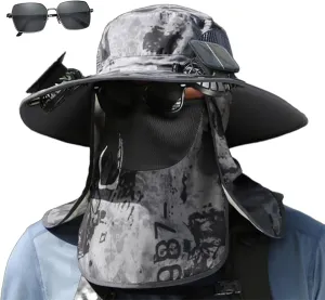 Colitt Fishing Hat with Built in Fan, 2025 New Ultralightwide Brim Solar Fan Outdoor Fishing Hat-Solar & USB Charging