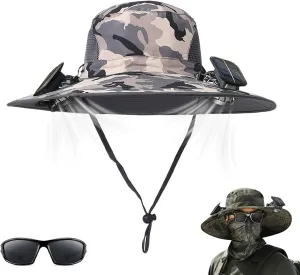 Colitt - Fishing Hat with Built in Fan, Hat with Fans Solar Power, Colitt Fishing Hat Wide-Brimmed Hats with Two Fans