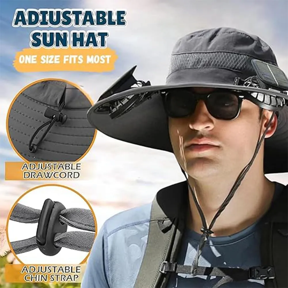 Colitt Fishing Hat with Built in Fan, Wide Brim Solar Fan Hat Outdoor Fishing, Ultralight Solar Fans Sun Hats