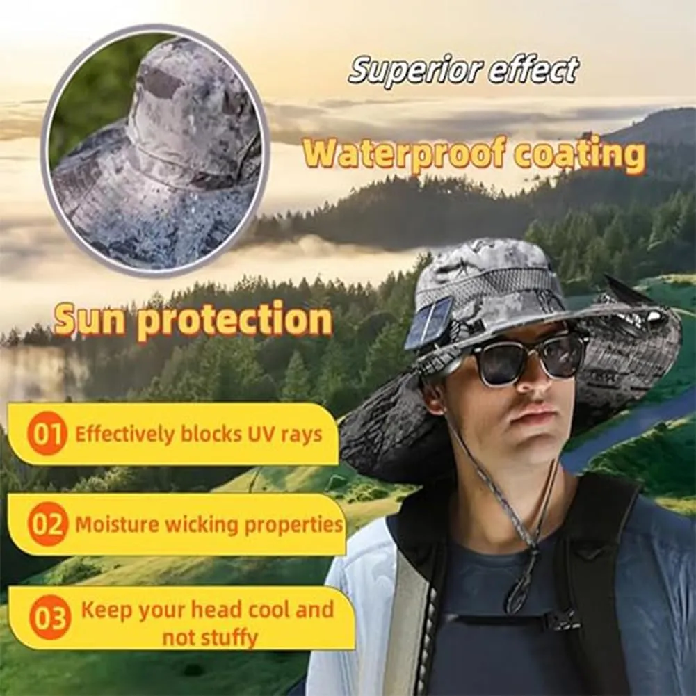 Colitt Fishing Hat with Built in Fan, Wide Brim Solar Fan Hat Outdoor Fishing, Ultralight Solar Fans Sun Hats