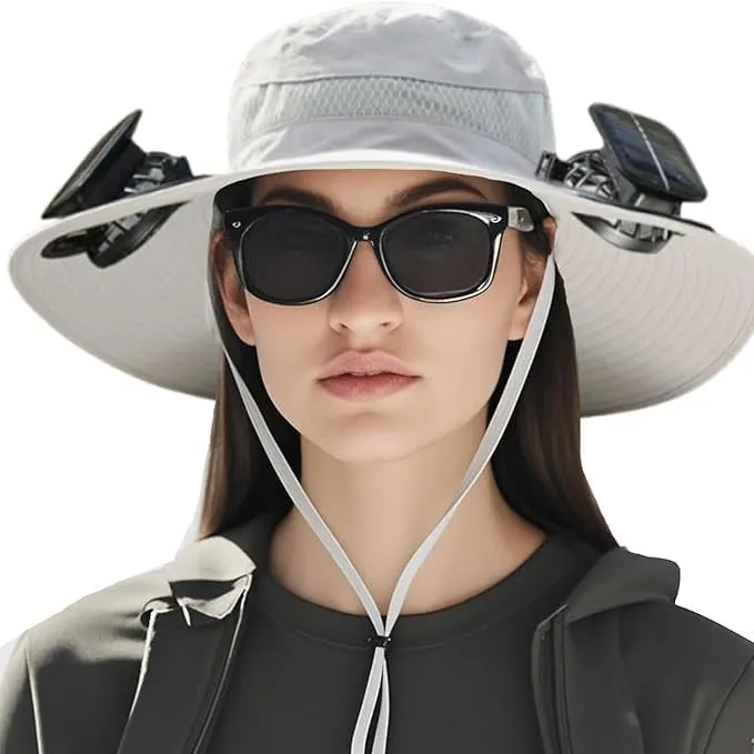 Colitt - Fishing Hat with Built in Fan,Ultralight Solar Fan Sun hat,Outdoor Wide Brim SolarFan Hat for Women Men