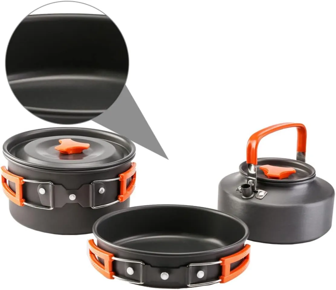 Collapsible Camping Kettle Boiler Stove Utensils 1 Set Portable Outdoor Cookware Set
